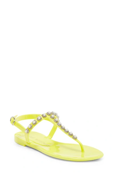 Stuart Weitzman Pearl Crystal-embellished Jelly Thong Sandals In Neon Yellow