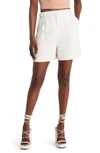 Open Edit High Waist Pleat Front Shorts In Ivory