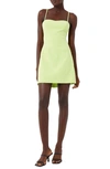 French Connection Tie Back Whisper Sweetheart Dress In Sharp Green In 30-sharp Green