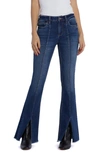 Hint Of Blu Fun Mid Rise Frayed Slim Flare Jeans In Riptide