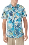 O'neill Oasis Modern Fit Tropical Print Short Sleeve Button-up Shirt In Midnight Blue
