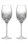 WATERFORD WATERFORD LISMORE DIAMOND ESSENCE SET OF 2 CRYSTAL WHITE WINE GLASSES
