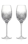 WATERFORD LISMORE DIAMOND ESSENCE SET OF 2 CRYSTAL WHITE WINE GLASSES