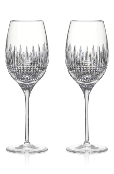 Waterford Lismore Diamond Essence Set Of 2 Crystal White Wine Glasses In Clear