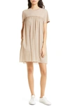 Atm Anthony Thomas Melillo Mixed Media Babydoll Dress In Dune Bar