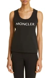 Moncler Logo Cotton Rib Tank Top In Black