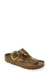 Birkenstock Gizeh Big Buckle Sandals In High Shine Mud Green
