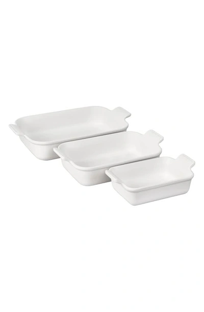 Le Creuset The Heritage Set Of 3 Rectangular Baking Dishes In White