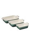 Le Creuset The Heritage Set Of 3 Rectangular Baking Dishes In Artichaut