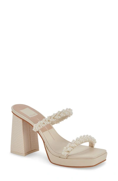 Dolce Vita Ariele Imitation Pearl Platform Sandal In White