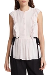 TED BAKER EVALIE RUFFLE SLEEVELESS GEORGETTE PEPLUM TOP