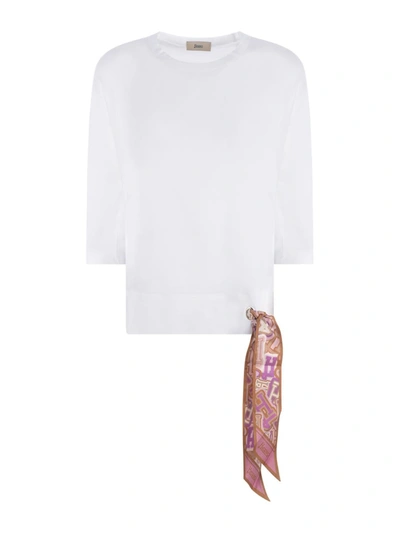 Herno Scarf-detail T-shirt In Bianco