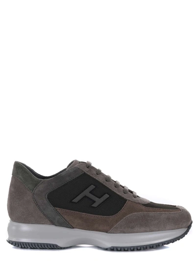 Hogan Interactive Beige Suede Sneakers In Tortora/fango