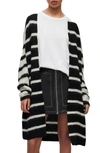 Allsaints Louisa Stripe Cardigan In Black/ Chalk