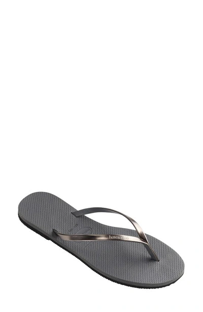 Havaianas You Flip Flop In Grey Steel/ Metallic Graphite