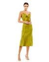 Mac Duggal Spaghetti Strap Charmeuse Slip Dress In Apple Green