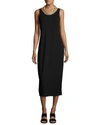 Eileen Fisher Jersey Scoop-neck Midi Dress In Black