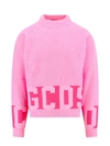 Gcds Cotton Sweater With Embroidered Logo In Pink