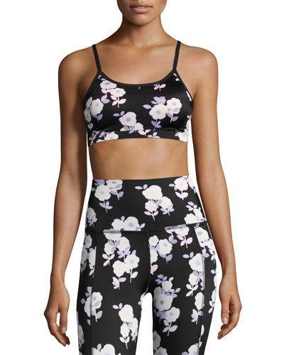 Beyond Yoga X Kate Spade New York Luxe Floral Cinched Bow Bra, Black