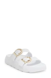 Stuart Weitzman Imitation Pearl Buckle Slide Sandal In Nocolor