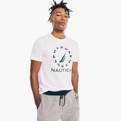 Nautica Mens Sustainably Crafted Flag Graphic T-shirt In White
