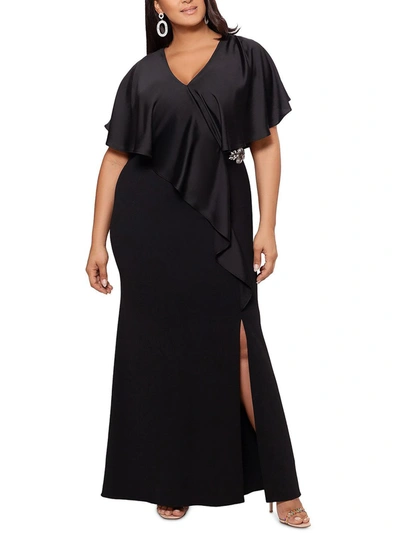 Xscape Womens Ruffled Embellished Maxi Dress In Black