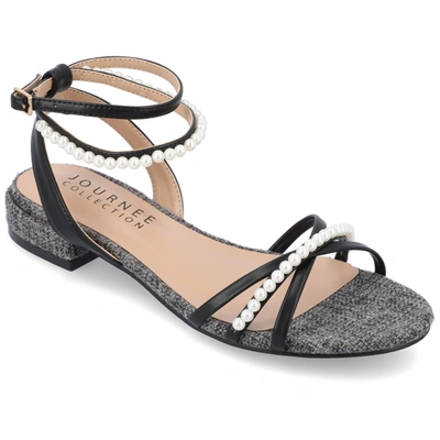 Journee Collection Tulsi Pearly Beaded Sandal In Black