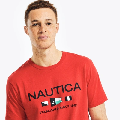 Nautica Mens Signal Flag Logo Graphic Sleep T-shirt In Orange