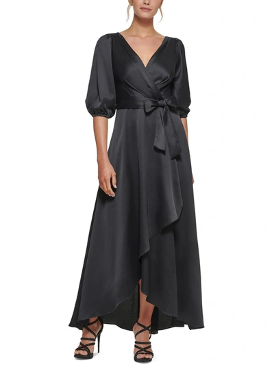 Dkny Womens Satin Belted Maxi Dress In Black