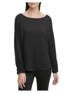 Dkny Womens Boatneck Ruched Blouse In Black