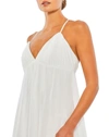 Mac Duggal Ruffle V-neck Criss-cross Mini Dress In White