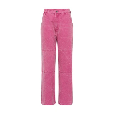 Acne Studios Cotton Canvas Trousers In Fuchsia Pink
