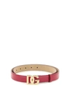 Dolce & Gabbana Logo-plaque Patent Belt In Pink