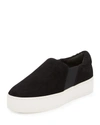 Vince Warren Slip-on Platform Suede Sneakers In Black