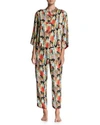 Natori Two-piece Dynasty Printed Pajamas In Black