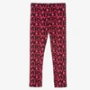 VERSACE GIRLS PINK & BLACK LOGO PRINT LEGGINGS