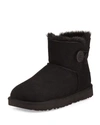 Ugg Bailey Button I Low Heels Ankle Boots In Black Suede In Black