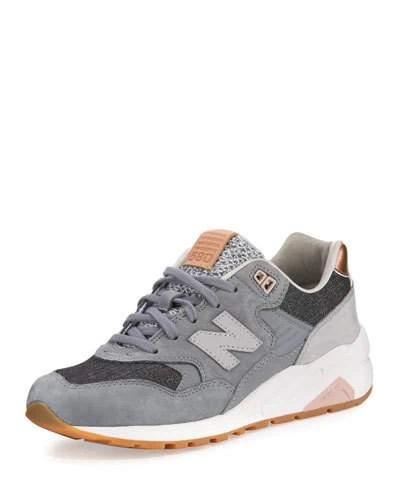 New Balance 580 Suede Low-top Sneakers, Gray In Gunmetal