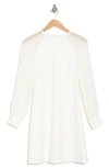 Calvin Klein Long Chiffon Sleeve A-line Dress In Cream