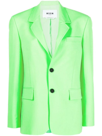 Msgm Viscose Jacket In Green