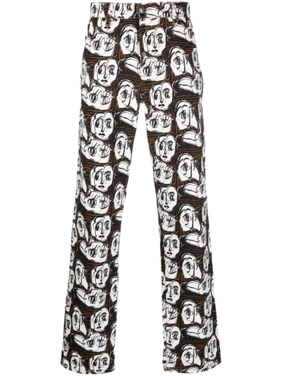 Charles Jeffrey Loverboy Printed Denim Jeans In Brown