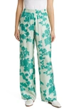 MAX MARA TENZONE ABSTRACT FLORAL WIDE LEG SILK PANTS