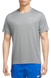 Nike Men's Miler Dri-fit Uv Short-sleeve Running Top In Particle Grey/grey Fog/heather