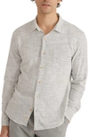 Marine Layer Selvage Striped Long Sleeve Button Front Shirt In Natural/ Black Stripe