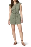 Paige Jaxsyn Belted Mini Utility Dress In Green