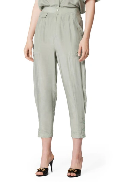 Equipment Mathys Crop Silk Blend Trousers In Green Milieu