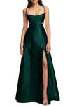ALFRED SUNG CUTOUT SATIN GOWN
