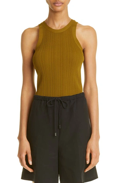Totême Seamless Ribbed-jersey Tank Top In Olive