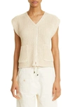 Totême Linen Cotton Vest Ecru In Ecru