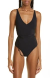 Totême V-neck Wrap Swimsuit In Black